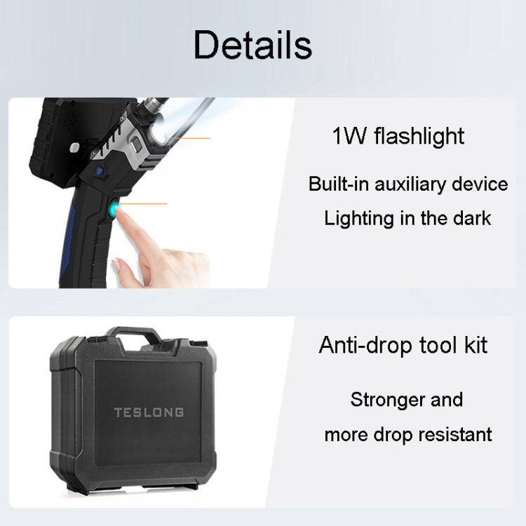 Teslong NTS300 5.5mm-1M Dual Lens Waterproof 5 Inch HD Industrial Borescope Auto Repair Tools