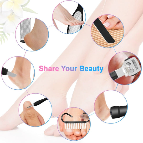 Electric Foot File Pedicure Kit Waterproof Feet Callus Remover, White, Kit 1 White, Kit 2  White, Matte Black, Kit 1 Black, Kit 2  Black