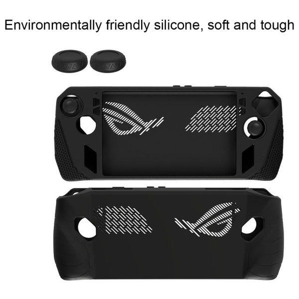 For ASUS ROG Ally Game Console Silicone Protective Cover + Button Cap Set Pocket Gaming Accessories, White, Black, Blue