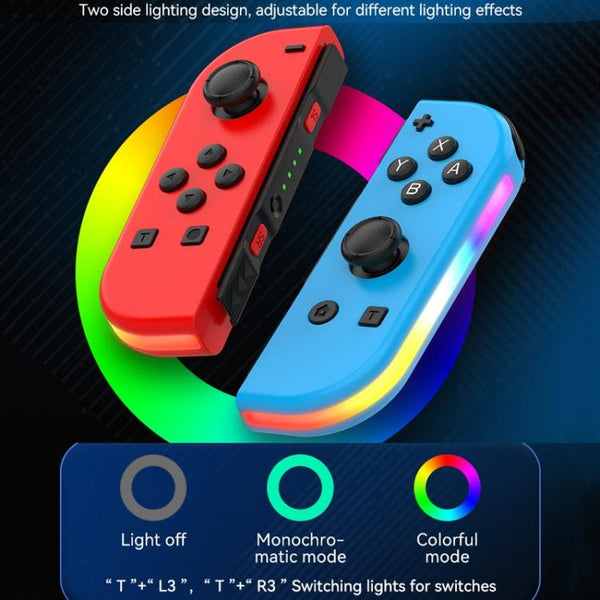 JOY-02 Gaming Left And Right Handle With RGB Lights Body Feel Bluetooth Gamepad For Switch / Switch OLED / Switch Pro / Switch Lite / Switch Joycon, Black, Grey