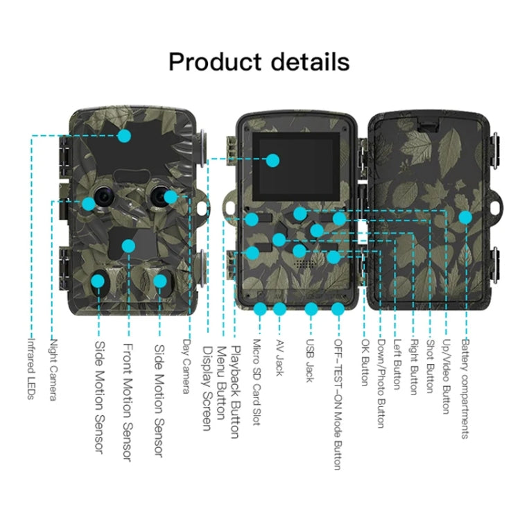 H8201 4K Dual Lens Infrared Camera 32MP HD Night Vision Monitoring Animal Field Outdoor Camera
