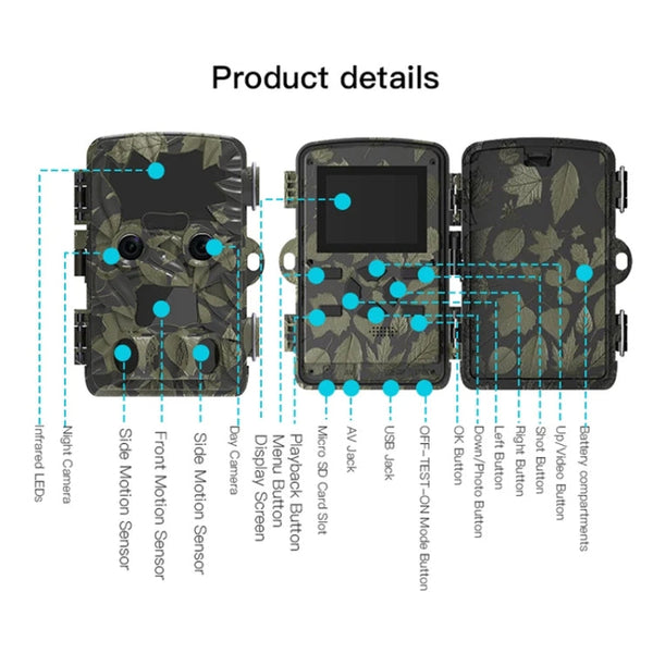 H8201 4K Dual Lens Infrared Camera 32MP HD Night Vision Monitoring Animal Field Outdoor Camera