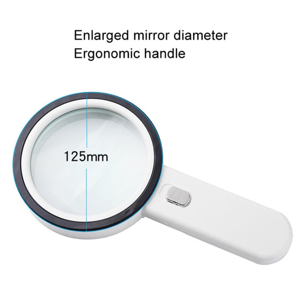 30X Magnifier With Violet Light Students Elderly Reading Maintenance Magnifying Glass, 125mm 13 Lights