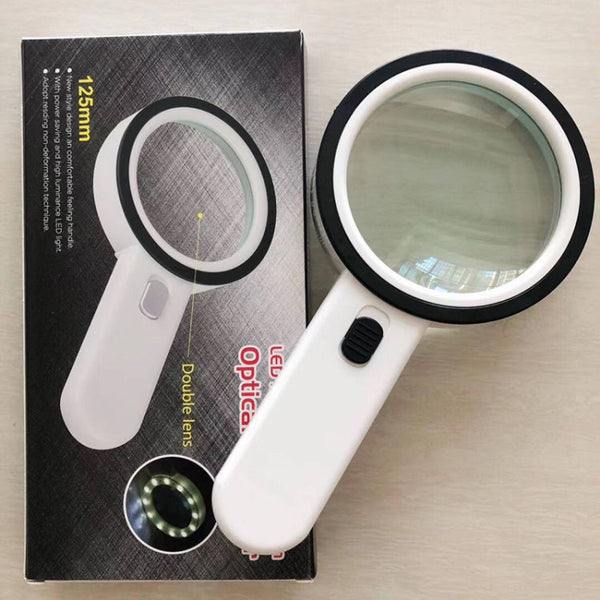 30X Magnifier With Violet Light Students Elderly Reading Maintenance Magnifying Glass, 125mm 13 Lights