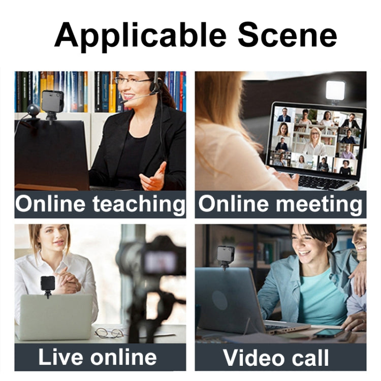 W64 64LEDs Video Conferencing Mobile Laptop Live Fill Light Photography Pocket Lamp, Clip Set, Clip+Tripod Set