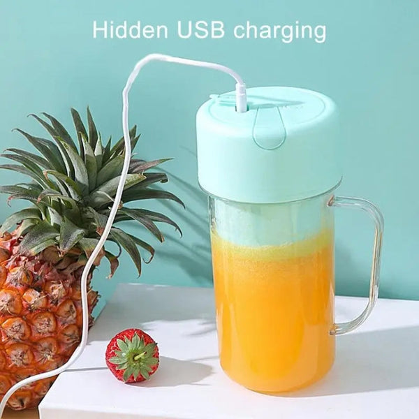 420ml 6 Blades Straw Juice Cup USB Charging Portable Fruit Juicer Smoothie Maker