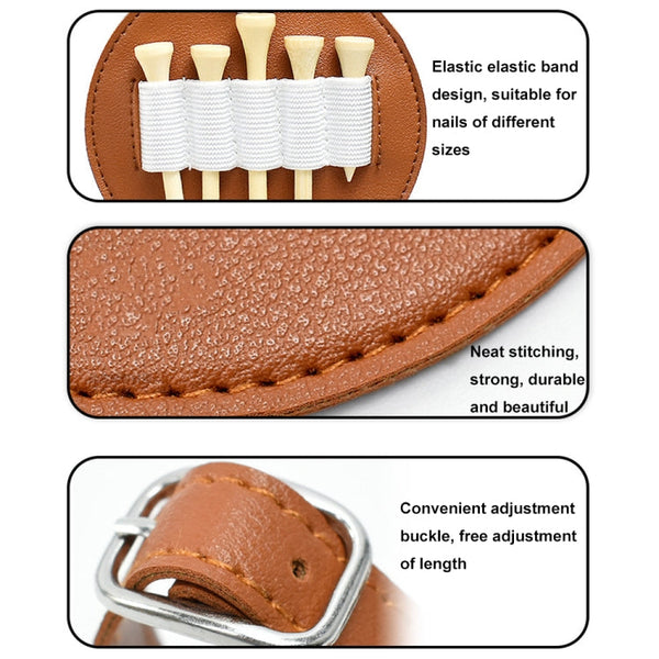 Leather Outdoor Waist Hanging Golf Spike Insert Pocket Storage Bag, Double-sided Black, Double-sided Brown, Single-sided Black, Single-sided Brown