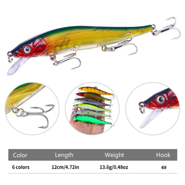 6colors /Set HENGJIA MI169 Submerged Minnow Dummy Bait Lua Hard Fishing Lures