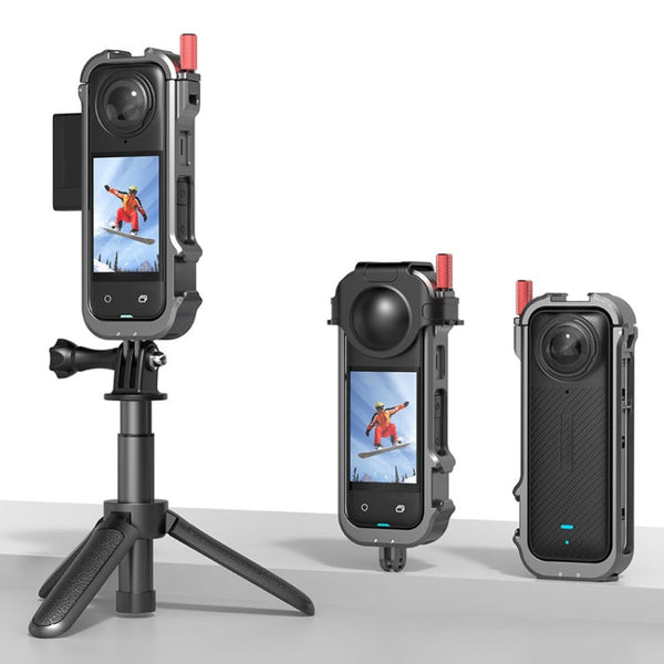 For Insta360 X4 Metal Frame Action Camera Rabbit Cage Expansion Bracket, Metal Frame