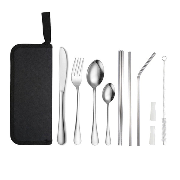 Portable Stainless Steel Cutlery Set Outdoor Picnic Knife And Fork Tool With Storage Bag
