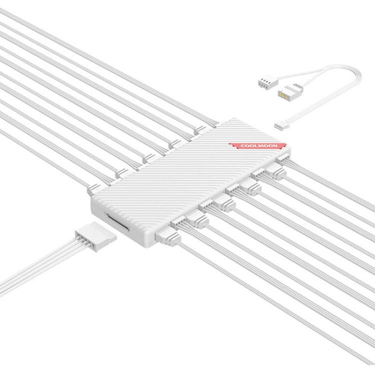 COOLMOON AM10 ARGB+PWM Dual 10 Ports Temperature Control Splitter Case Fan 5V 3Pin HUB