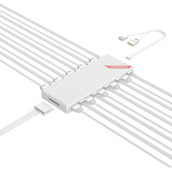 COOLMOON AM10 ARGB+PWM Dual 10 Ports Temperature Control Splitter Case Fan 5V 3Pin HUB