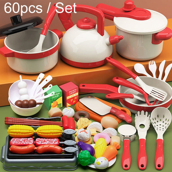 Children Simulation Kitchen Cooking Toys Pretend Play Educational Toys Set, 29pcs / Set, 60pcs / Set, 73pcs / Set, 90pcs / Set