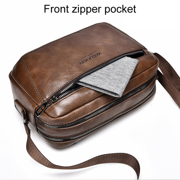 WEIXIER D523 Men Large Capacity Crossbody Single Shoulder Bag Casual PU Messenger Handbag