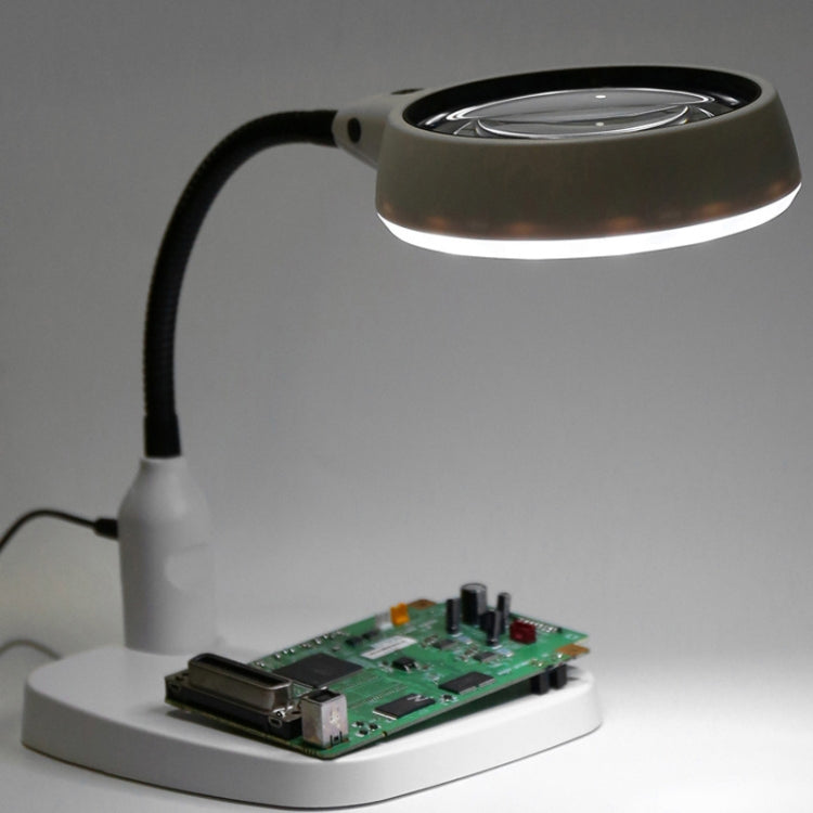 Desktop With 21 LED Lights 10X HD Reading Repair Metal Hose Magnifier, EU Plug, US Plug