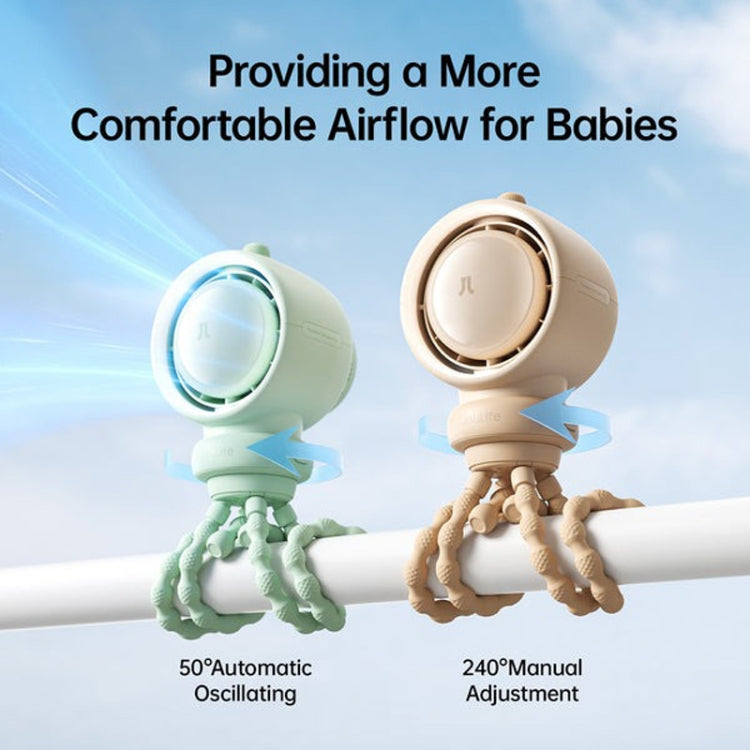 JisuLife Stroller Fan Life2S High Speed Energy Saving Stroller Mini Fan Octopus Bladeless Swingable Head Air Purifying Fan