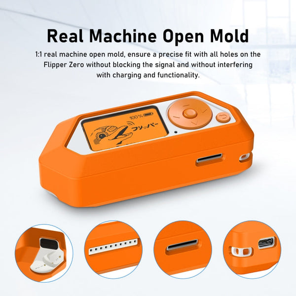 For Flipper Zero Electronic Pet Silicone Full-Cover Protective Case, Orange