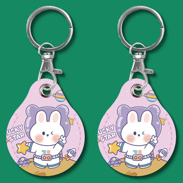 2pcs Cute Sensor Access Door Card Cover Keychain Elevator Water Drops Round Key Holder, Black, Pink, Wine Red, Pinch Winnie the Pooh, Pinch Strawberry Bear, Purple Rabbit, Cookie Doraemon, Fortune Cat, Circus, Starry Bear, Starry Bunny, Rich Woman Red ...