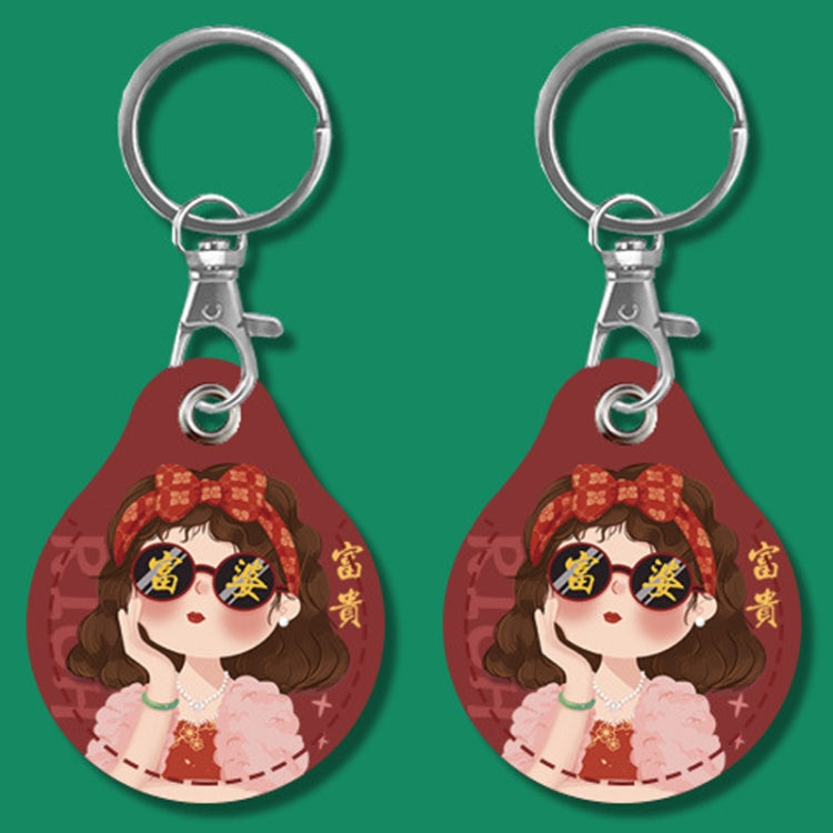 2pcs Cute Sensor Access Door Card Cover Keychain Elevator Water Drops Round Key Holder, Black, Pink, Wine Red, Pinch Winnie the Pooh, Pinch Strawberry Bear, Purple Rabbit, Cookie Doraemon, Fortune Cat, Circus, Starry Bear, Starry Bunny, Rich Woman Red ...