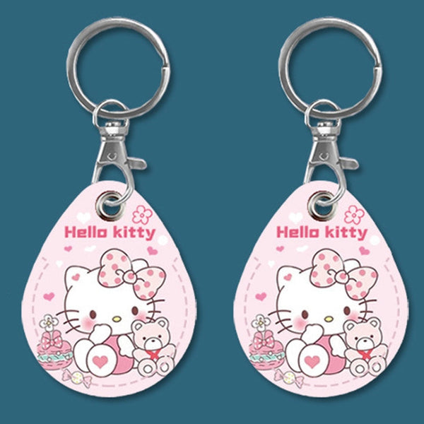 2pcs Cute Sensor Access Door Card Cover Keychain Elevator Water Drops Round Key Holder, Black, Pink, Wine Red, Pinch Winnie the Pooh, Pinch Strawberry Bear, Purple Rabbit, Cookie Doraemon, Fortune Cat, Circus, Starry Bear, Starry Bunny, Rich Woman Red ...