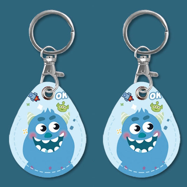 2pcs Cute Sensor Access Door Card Cover Keychain Elevator Water Drops Round Key Holder, Black, Pink, Wine Red, Pinch Winnie the Pooh, Pinch Strawberry Bear, Purple Rabbit, Cookie Doraemon, Fortune Cat, Circus, Starry Bear, Starry Bunny, Rich Woman Red ...
