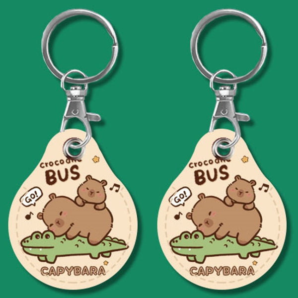 2pcs Cute Sensor Access Door Card Cover Keychain Elevator Water Drops Round Key Holder, Fortune Tiger, Pepsi Doraemon, Three Capybaras, Crocodile Bara, Lina Belle, Congratulations, Bow Tie Bear, English Winnie the Pooh, English Lotso, Melody           ...