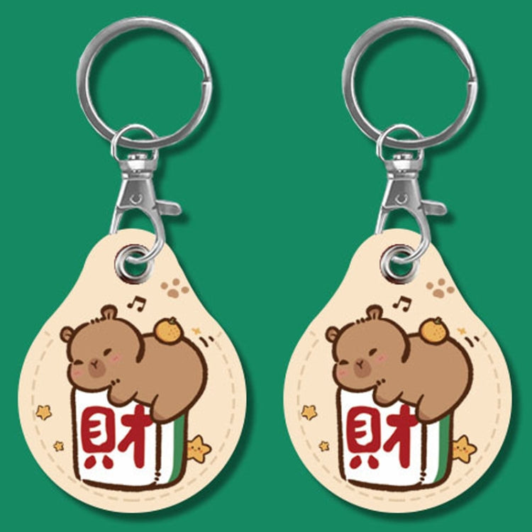 2pcs Cute Sensor Access Door Card Cover Keychain Elevator Water Drops Round Key Holder, Fortune Tiger, Pepsi Doraemon, Three Capybaras, Crocodile Bara, Lina Belle, Congratulations, Bow Tie Bear, English Winnie the Pooh, English Lotso, Melody           ...