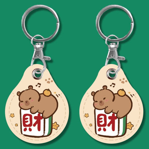 2pcs Cute Sensor Access Door Card Cover Keychain Elevator Water Drops Round Key Holder, Fortune Tiger, Pepsi Doraemon, Three Capybaras, Crocodile Bara, Lina Belle, Congratulations, Bow Tie Bear, English Winnie the Pooh, English Lotso, Melody           ...