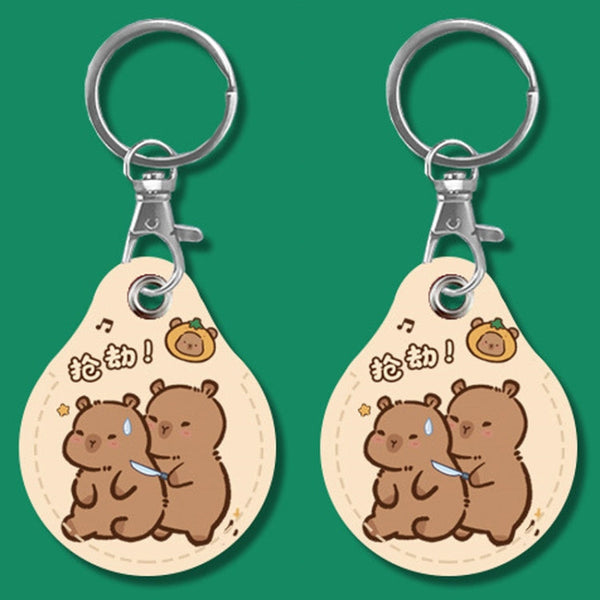 2pcs Cute Sensor Access Door Card Cover Keychain Elevator Water Drops Round Key Holder, Fortune Tiger, Pepsi Doraemon, Three Capybaras, Crocodile Bara, Lina Belle, Congratulations, Bow Tie Bear, English Winnie the Pooh, English Lotso, Melody           ...