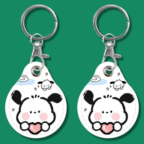 2pcs Cute Sensor Access Door Card Cover Keychain Elevator Water Drops Round Key Holder, Three Pachas, Three Pandas, Three Mickeys, Lovely Pacha