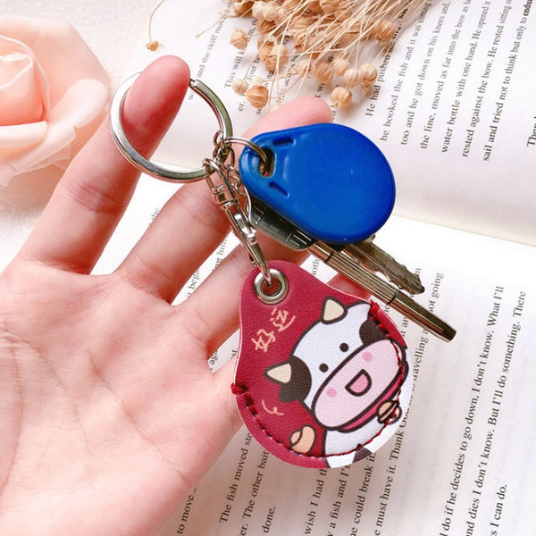 2pcs Cute Sensor Access Door Card Cover Keychain Elevator Water Drops Round Key Holder, Black, Pink, Wine Red, Pinch Winnie the Pooh, Pinch Strawberry Bear, Purple Rabbit, Cookie Doraemon, Fortune Cat, Circus, Starry Bear, Starry Bunny, Rich Woman Red ...
