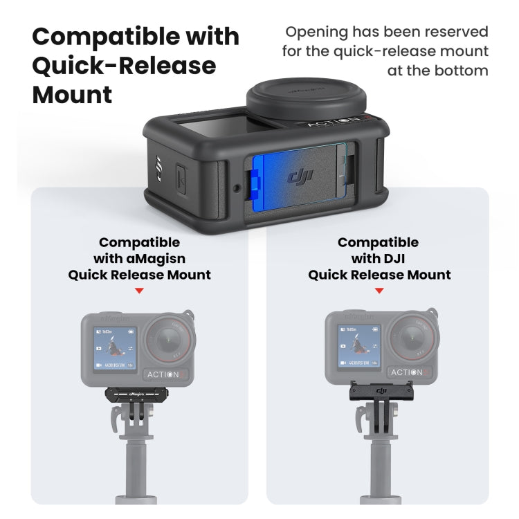 For DJI Osmo Action 5 Pro aMagisn Silicone Protective Case with Lanyard and Lens Cap