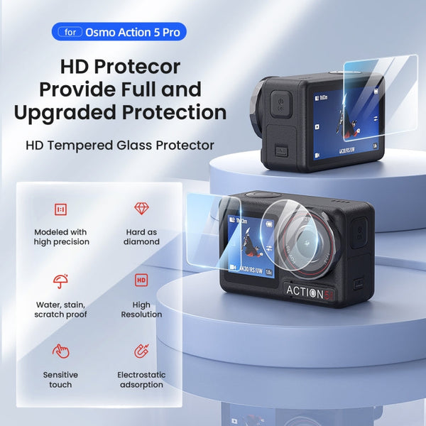 For DJI Osmo Action 5 Pro aMagisn 9H Hardness Tempered Glass Set