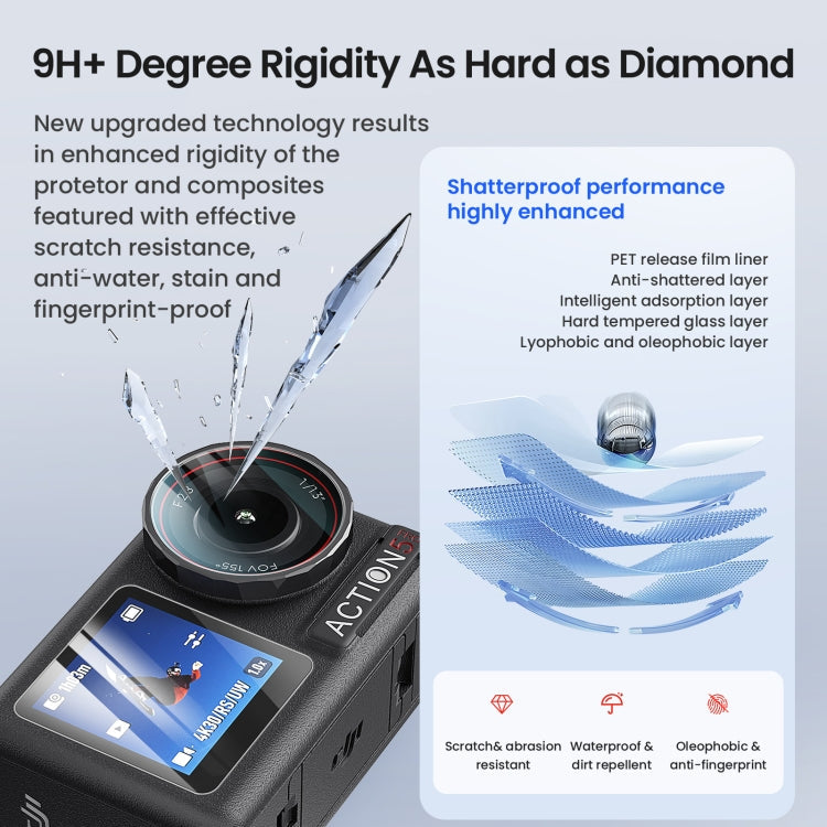 For DJI Osmo Action 5 Pro aMagisn 9H Hardness Tempered Glass Set