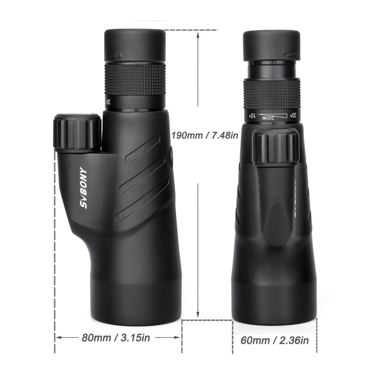 SVBONY SV45 10-30x50 Large Caliber High Definition Waterproof Continuous Zoom Monoculars, SV45