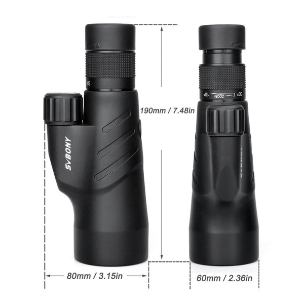 SVBONY SV45 10-30x50 Large Caliber High Definition Waterproof Continuous Zoom Monoculars, SV45