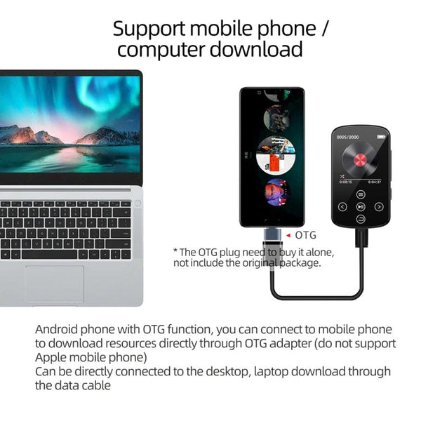 MP3 Bluetooth Music Player HIFI Sports Clip Touch Screen MP4