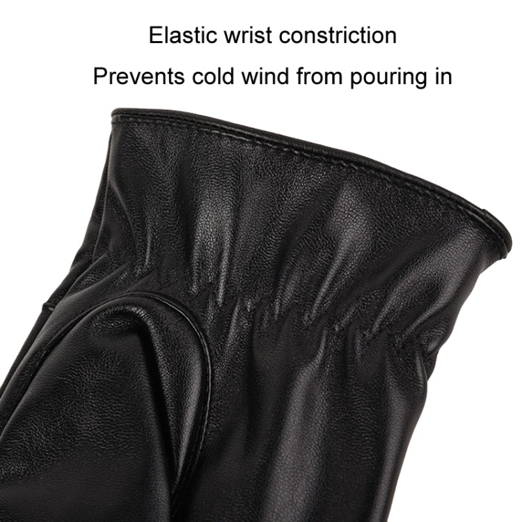 Fall Winter Men Leather Gloves PU Velvet Warm Riding Driving Touchscreen Gloves, Average