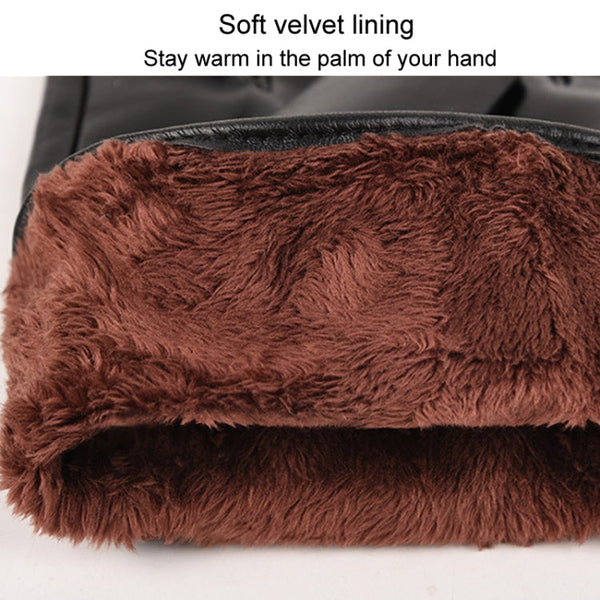 Fall Winter Men Leather Gloves PU Velvet Warm Riding Driving Touchscreen Gloves, Average