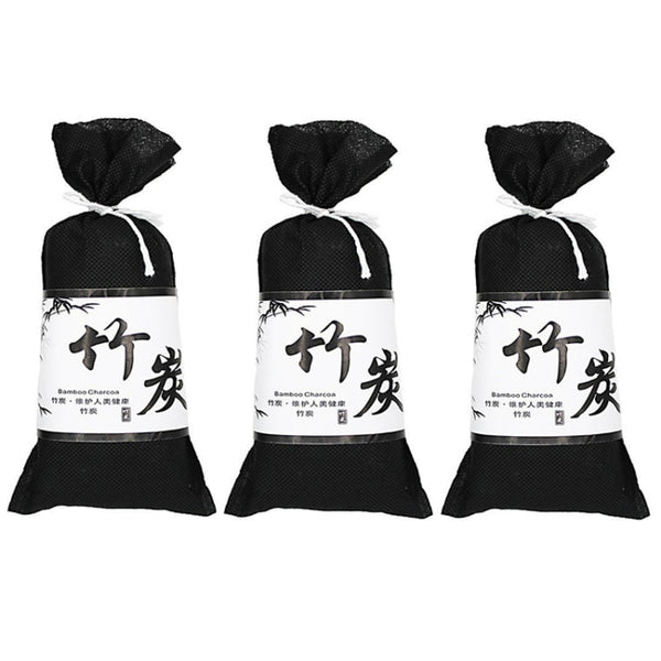 3Bags Bamboo Charcoal Air Purifying Bag For Refrigerators Wardrobes Car Formaldehyde Odor Removal Pack