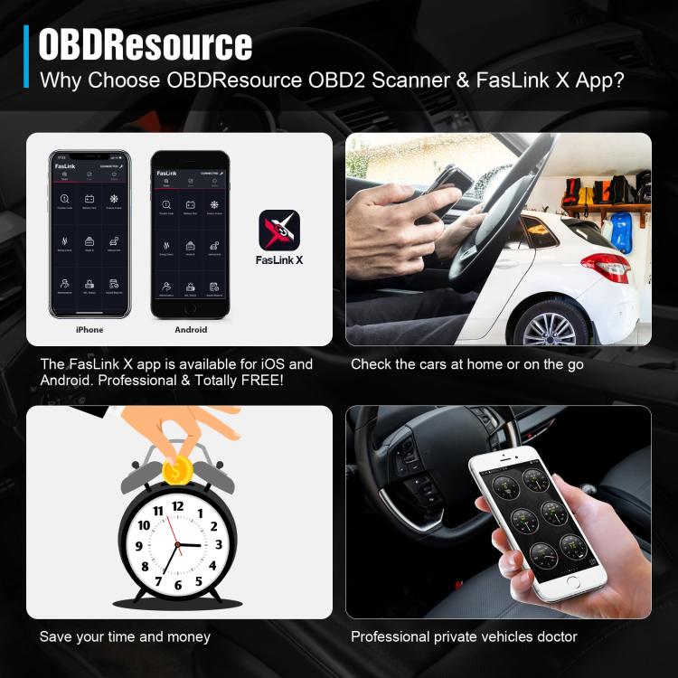 OBDResource ELM327 Car Fault Bluetooth Diagnostic Instrument Supports iO