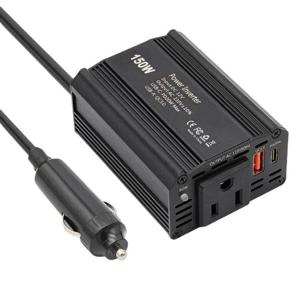 150W PD20W QC3.0 Fast Charging Car Inverter Car Cigarette Lighter Power Supply Adapter