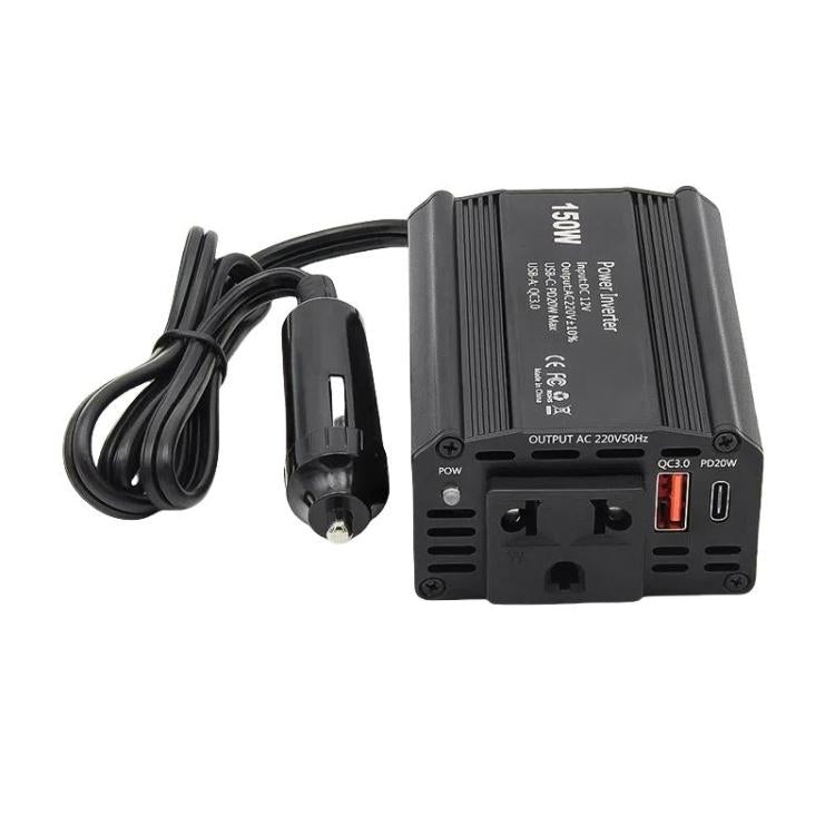 150W PD20W QC3.0 Fast Charging Car Inverter Car Cigarette Lighter Power Supply Adapter