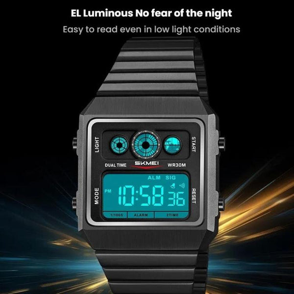 SKMEI 2450 Men Business Multifunctional Watch Casual Waterproof Square Electronic Watch