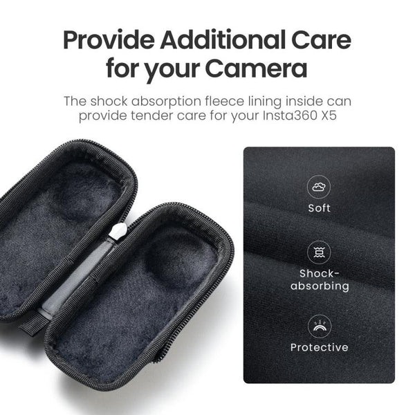 For Insta360 X5 Camera aMagisn Storage Bag Hard Shell Protective Case with Carabiner Clip, Storage Bag