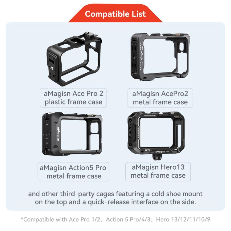 aMagisn Xplorer Grip Kit Street Vlogging Handle For Insta360, DJI Action, and GoPro Hero Series Action Cameras