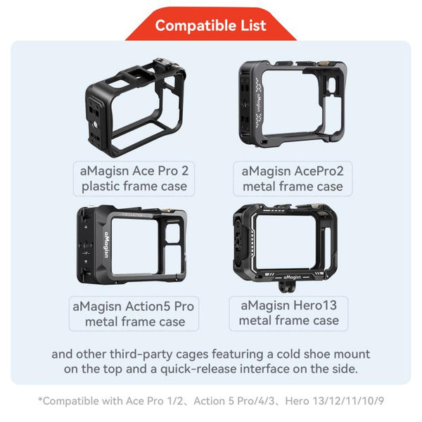 aMagisn Xplorer Grip Kit Street Vlogging Handle For Insta360, DJI Action, and GoPro Hero Series Action Cameras