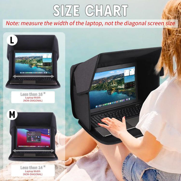 16-Inch Laptop Bag Sun Shade Foldable Anti-Glare Privacy Screen Cover for Outdoor Use