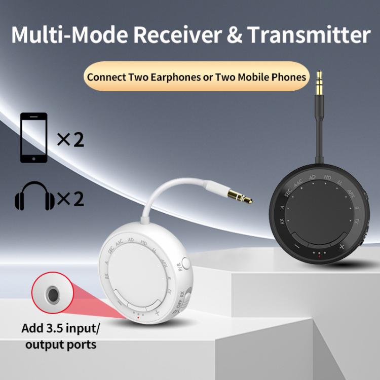 2-in-1 Bluetooth 5.4 Audio Adapter with Qualcomm Chip Low Latency Wireless Transmitter/Receiver for Car/Home