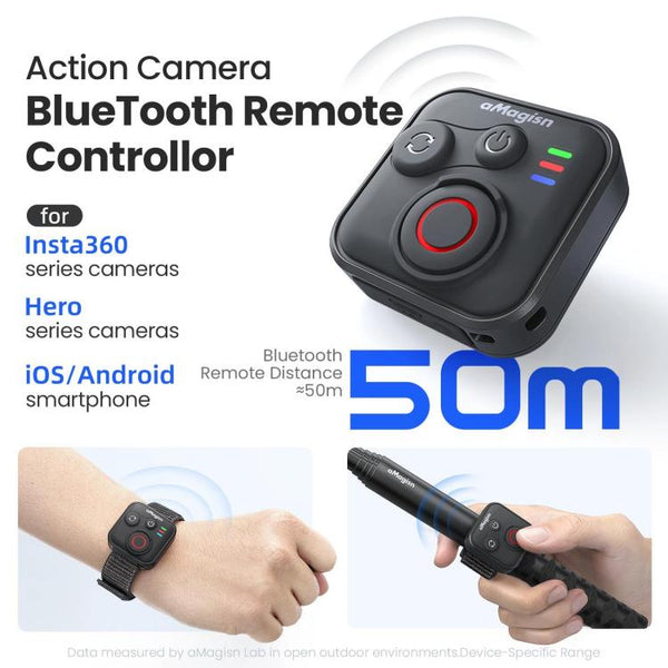 aMagisn Wireless Bluetooth Remote Control for Insta360, GoPro Hero Cameras & Smartphones - 50m Long Range